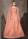 Peach Viana vol 2 Designer Festive Wear Rosybrown Butterfly Net Heavy Anarkali Style Gown Collection Viana 10